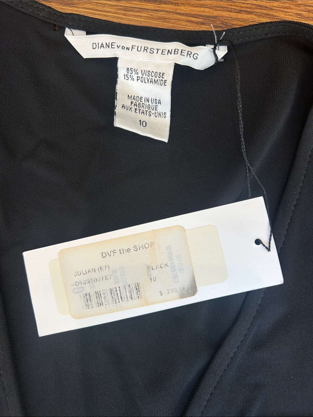 NWT Diane Von Furstenburg Black Julian Wrap Dress 10 - Picture 6 of 8